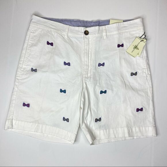Southern Pines Chino Flat Front Bowtie Embroidered Shorts Size 36 - Picture 1 of 5